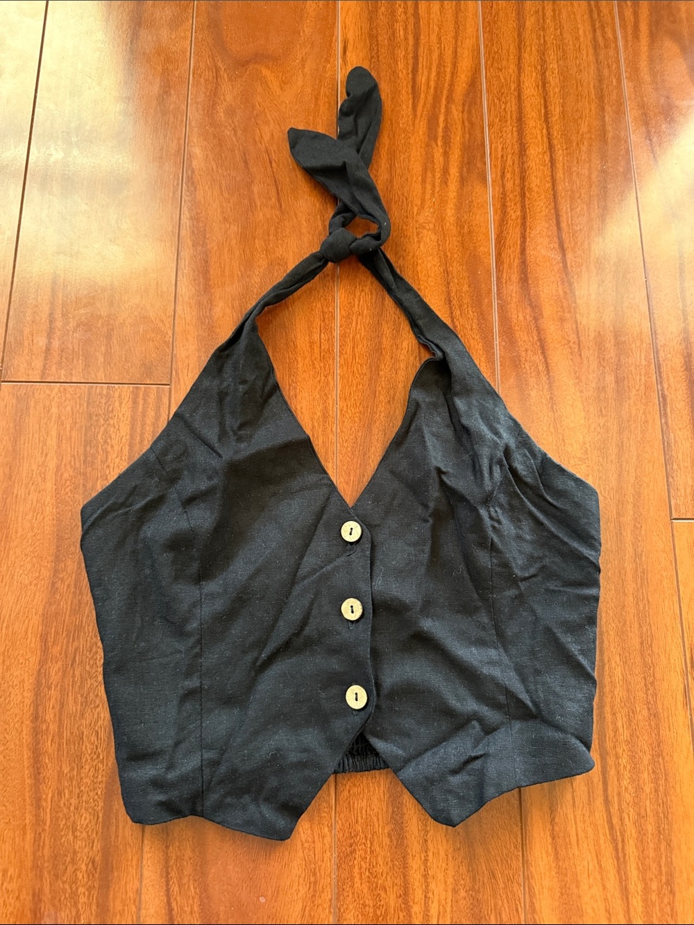 Black linen halter top